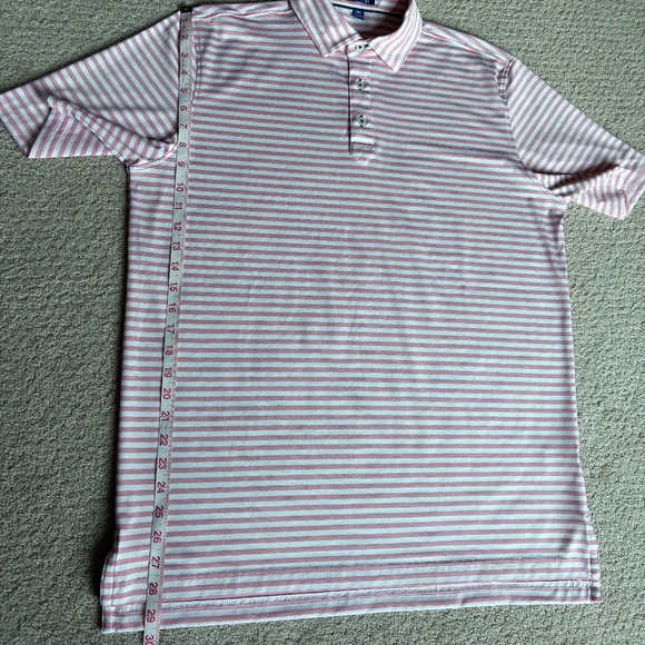 Stitch Damon Polo short sleeve golf shirt pink white stripe M/L - Picture 8 of 15